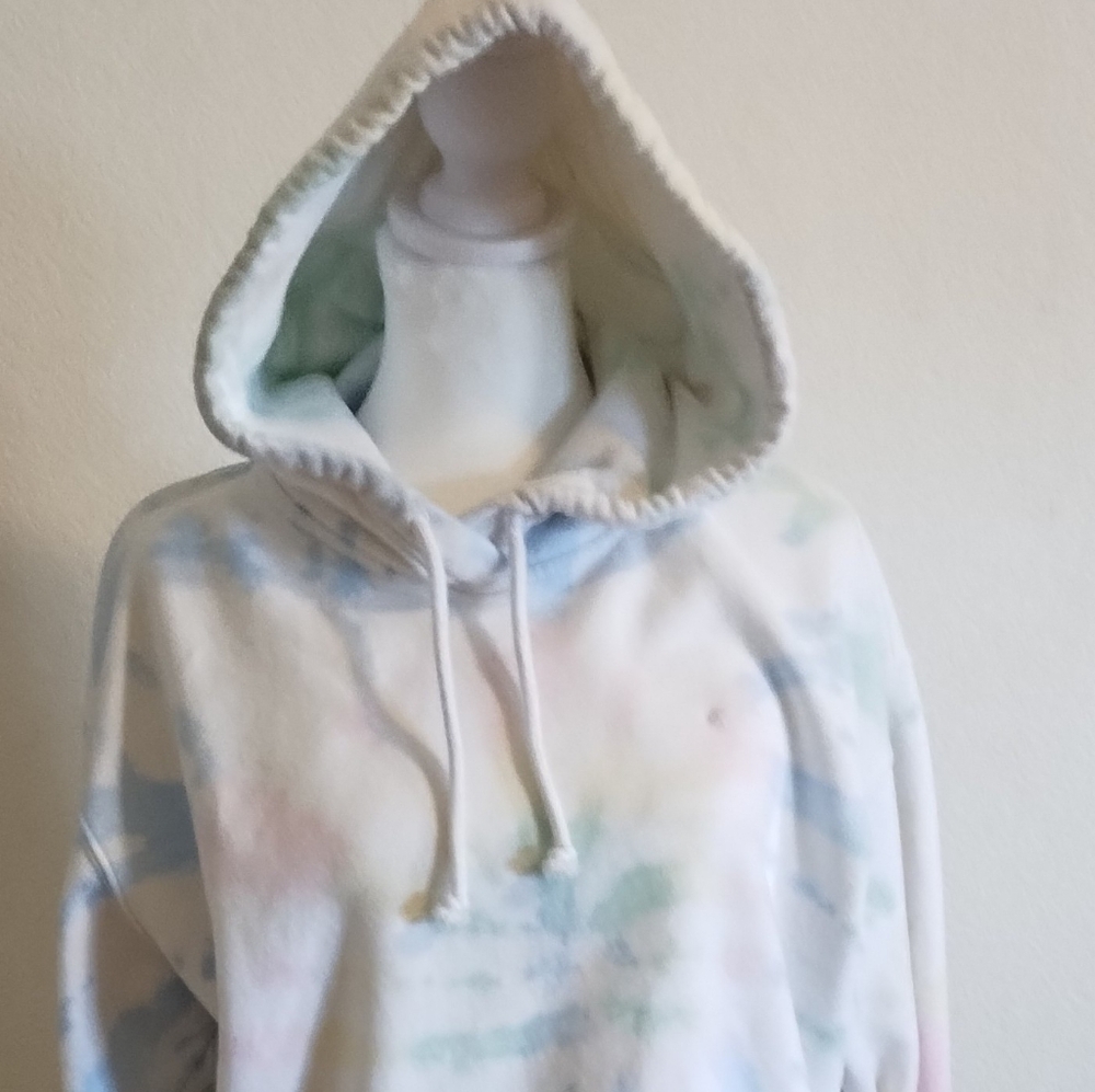 GUC Hollister Crop Hoodie Sweater Pastel Tye Dye Long Sleeve Hood Size Large